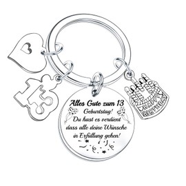 Nfyxcaz Happy Birthday Gifts Birthday Keyring for Women Men Friends Inspirational Birthday Key Ring Gifts for Son Daughter, 13th birthday