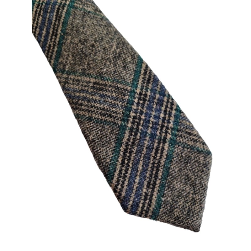 No Name Ltd Traditional Herringbone Tweed Wool Check Necktie Cashmere