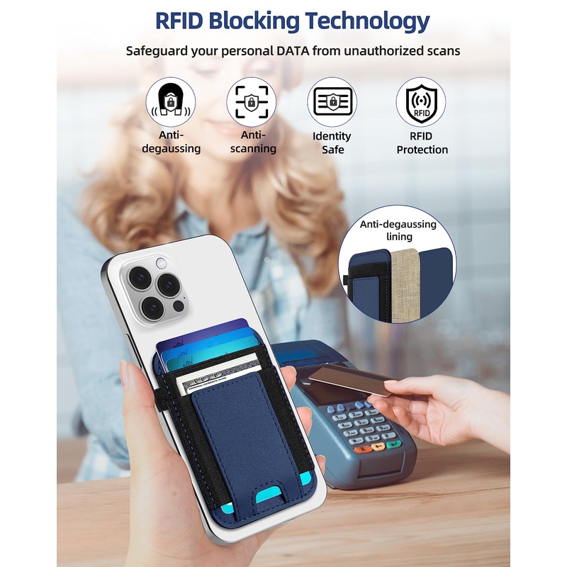 ExtreLife Magnetic Card Wallet Holder with Magsafe, Navy Blue