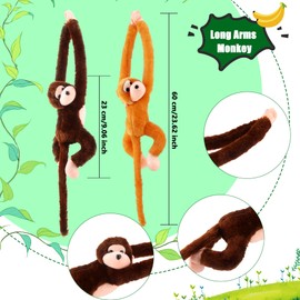 Kugliwa 10 Pcs 24 inch Hanging Monkey Stuffed Animal Plush Monkey Soft Monkey Stuffed Animal for Animal Party Favor Decors Zoo Jungle Forest (Color Set 2 Dark Brown)