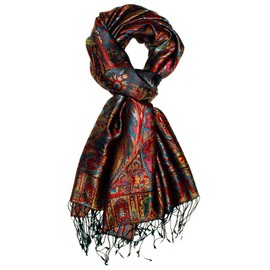 Lorenzo Cana Luxury Pashmina Scarf Jacquard Woven 100% Silk Paisley Pattern Multicoloured 70 x 190 cm - Multicoloured Paisley, size: 70 x 190 cm