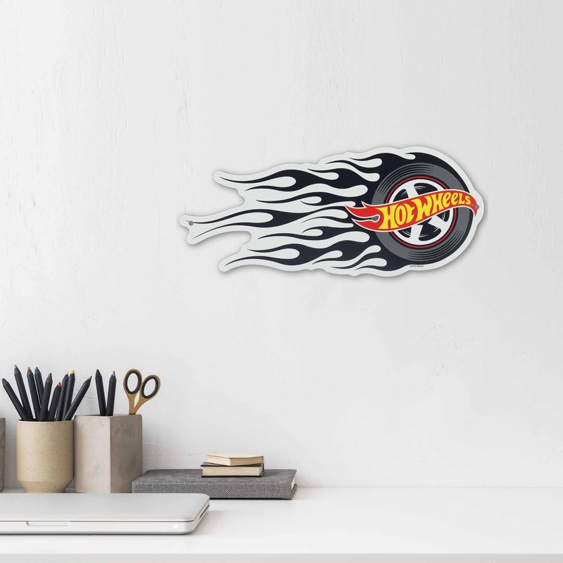 Hot Wheels Flaming Tire Metal Sign - Classic Hot Wheels