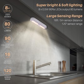 STAR-SPANGLED 3 Pack 7” Motion Sensor Lights Indoor Battery Operated, Stick o...