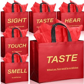 Sweetude 5 Senses Gift Bags for Him Her with Handles Tissue Paper for Mothers Fathers Day Wedding Anniversary Birthday Party(Red)
