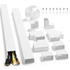 126in Cord Hider Kit, ZhiYo Cable Covers for Wires on Wall, Wire Hider for Wall Mounted TV, White Cable Raceway, Paintable Cord Cover Cable Management for Home Office, 8xL15.7in W1.54in H0.75in