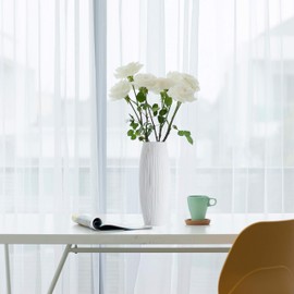 D'vine Dev 11 Inch White Ceramic Flower Vase, Waterfall Textured Vase for Home Decor, VS-WF-A-2