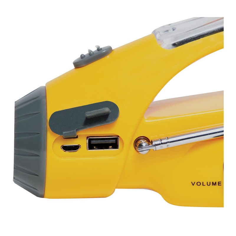 Yellow Military Solar LED Flashlight with Tactical Radio