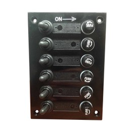 Pactrade Marine Boat 6 Gang Bakelite Plate Switch Panel with 5A Fuses Neoprene Toggle