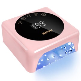 BETE Cordless LED Nail Lamp, 78W Rechargeable UV Nail Light, Intelligent Infrared Sensor and LCD Display Wireless Nail Lamp, Portable Nail Dryer Gel Polish Light with 5 Timer Setting Pink
