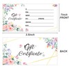 50 Pieces Floral Blank Certificate Cards Certificate Vouchers 3.5 x