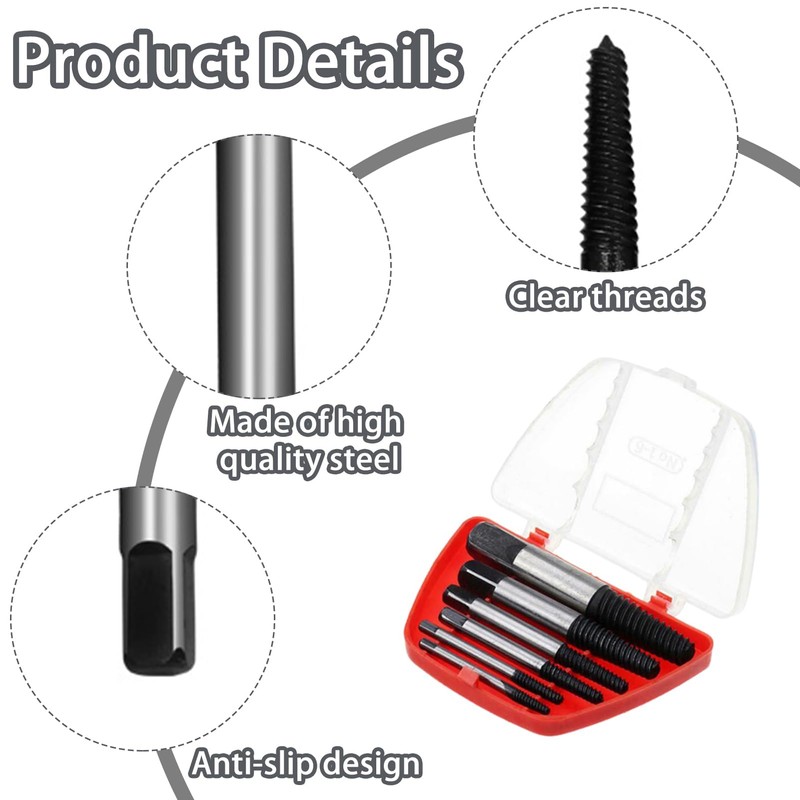 M3-M25 Professional Screw Extractor Set of 6 Screw Extractor Left