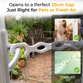 25cm XL French Door Stay with Wind-Resistant Twist-Lock – Patio Door Holder/Restraint – Large Dog & Pet Access – Secure Hold Open for French & Patio Doors - White