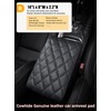 POKSRI Car Center Console Cover pad Genuine Cowhide Leather,Black Armrest
