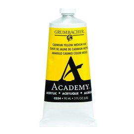 Grumbacher Academy Acrylic Paint, 90ml/3 oz Metal Tube, Cadmium Yellow Medium Hue (C034)