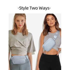 WESTBRONCO Fanny Packs for Women Men, Belt Bag with 4 Zipper Pockets, Fashion Waist Packs, Lightweight Crossbody Bags with Adjustable Strap for Workout/Running/Hiking, One Size, Light Grey