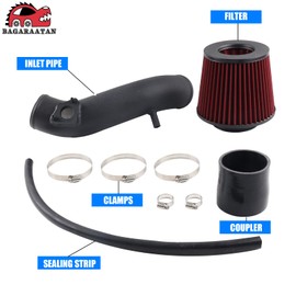 BAGARAATAN Cold Air Intake Kit Compatible with 2008-12 Honda Accord 2.4L 8th gen,High Performance Red Filter Black Pipe washable filter