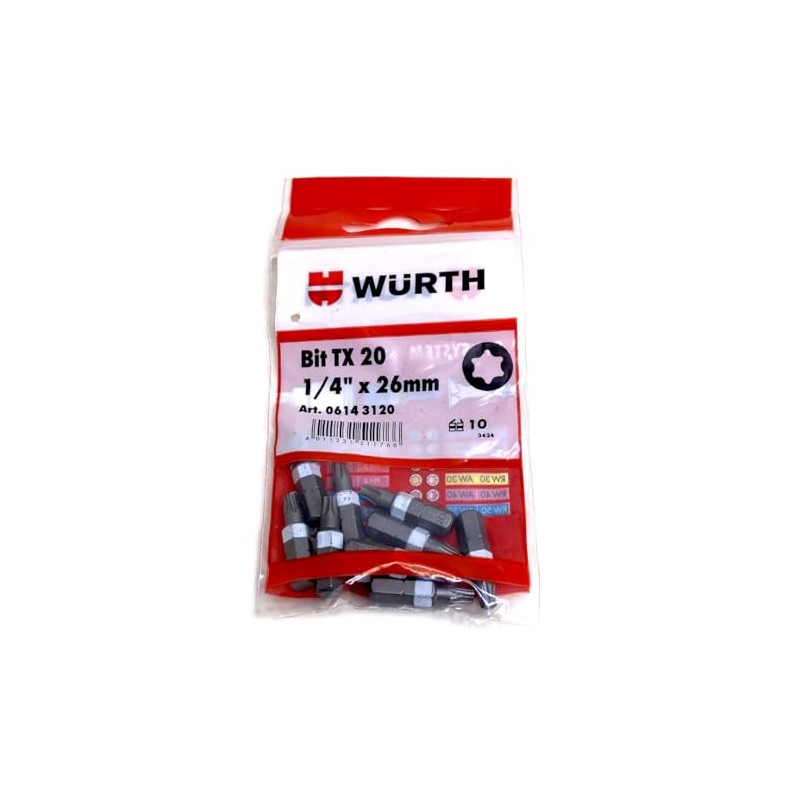 Würth 06143120 TX20 Bit 1/4 Inch x 26 mm TX