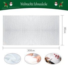 ASOENTIWOX Snow Blanket Decoration (80 x 300 cm) Christmas Artificial Snow Wadding Artificial Snow Mat, Snow Cotton Decoration, Decorative Snow Christmas Decoration for Christmas Village Decoration