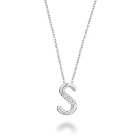 Jewels By Erika Mini S 10K Solid Gold Natural Diamond Initial Mini Letter Pendant for Women and Girls-0.03CTDI, H-I Color, I1 Clarity, 10MM Letter Height-Ideal Gift for Birthdays & Special Occasions