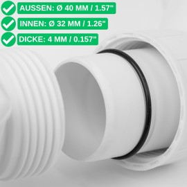 Sealing Rings Set, 12 Pieces, AD Diameter 40 mm, ID Diameter 32 mm, Thickness 4 mm, in Black, Nitrile Rubber, Rubber Rings for Repair of Plumbing, Machinery, Engines, Gasket Set Rubber O-Ring, Flat