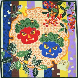 Maruzen Furoshiki Cotton Furoshiki Sato Hiromi Setsubun Approx. 19.7 x 19.7 inches (50 x 50 cm)
