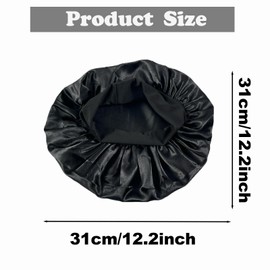 ATSNOSH Pack of 3 Satin Hair Cap, Sleep Cap for Women and Girls, Silk Hood for Sleeping, Night Sleep Hat, Soft and Comfortable, black, Unit size