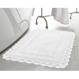 Laura Ashley Cotton Bath Rug, White, 21x34 in