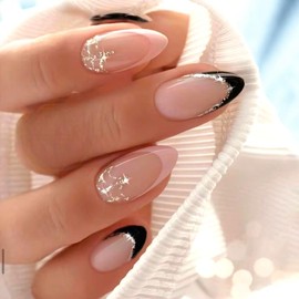 24 Pcs Press On Nails Short, Soft Gel Fake Nails, Glossy, Durable & Reusable, Easy to Apply Glue On Nails for Women By Bows And Knots