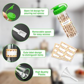 PUNICA 12 Pcs Mini Salt and Pepper Shakers with Spoon - Portable Travel Spice Dispensers, Leak-Proof Camping Outdoor Kitchen Accessories-15ml Capacity