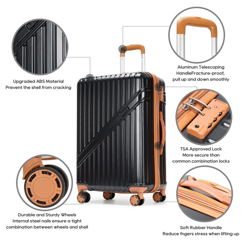 PRIMICIA GinzaTravel Luggage Sets 3-Piece Expandable Suitcases with Wheels PC+ABS