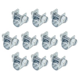 PATIKIL 6-8mm Mini Fuel Injection Hose Clamps, 10 Pcs Zinc Plated Adjustable Fuel Line Clamp Assortment Kit Pipe Hose Clip Tube Clamps for Automotive Garden