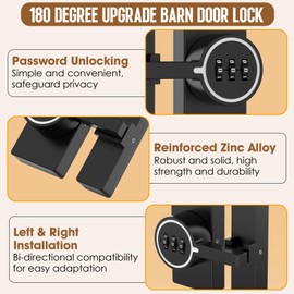 MeBantoo 180 Degree Adhesive Barn Door Latch, Cabinet Locks with Combination, Keyless Sliding Flip Latch Door Lock with Glue and Screws for Barn, Closet, Shed, Storage (Luminous-1pc)