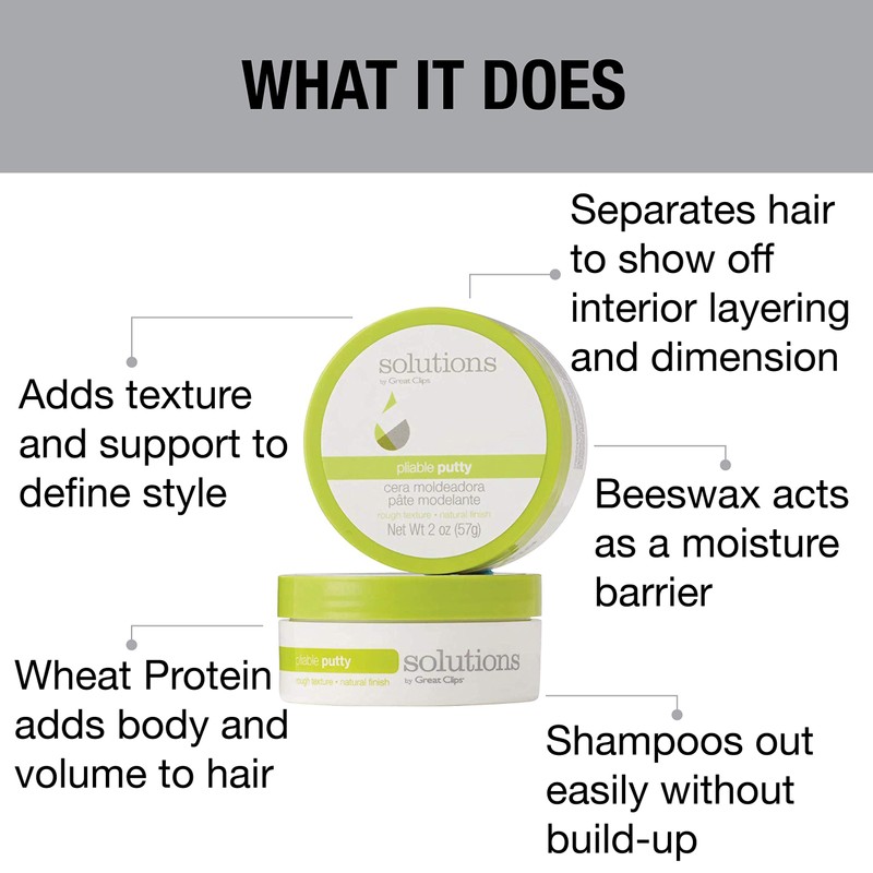 Solutions by Great Clips Pliable Putty, 2oz | Finishing Hair