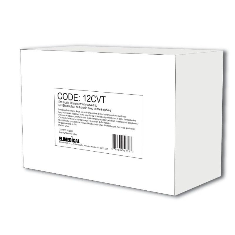 Elimedical Oral Dispenser with Curved Tip,12cc 50pcs/Box 12CT