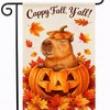Capybara Fall Garden Flag Decor, Autumn Thanksgiving Fall Flags for