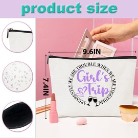 3 Pcs Girls Trip Gifts Girls Weekend Makeup Bag Girls Trip 2025 Gifts Favors Summer Gifts Cosmetic Bag Toiletry Bag Zipper Pouch Weekender Bags for Women Girl Friendship Bachelorette Party Birthday
