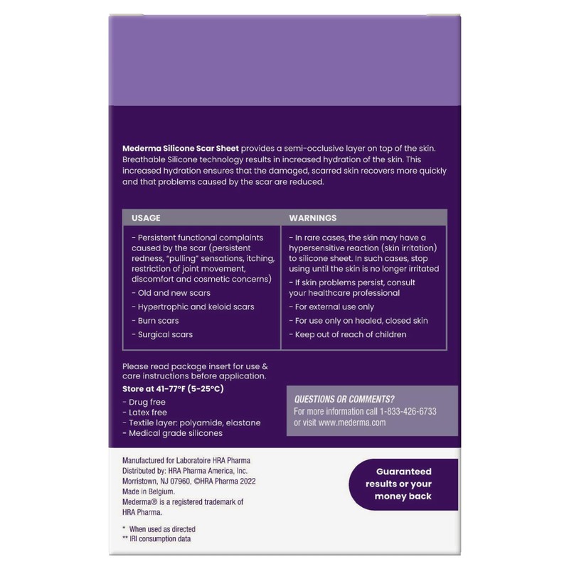 Mederma Large Medical Grade Silicone Scar Sheets; Improves The Appearance