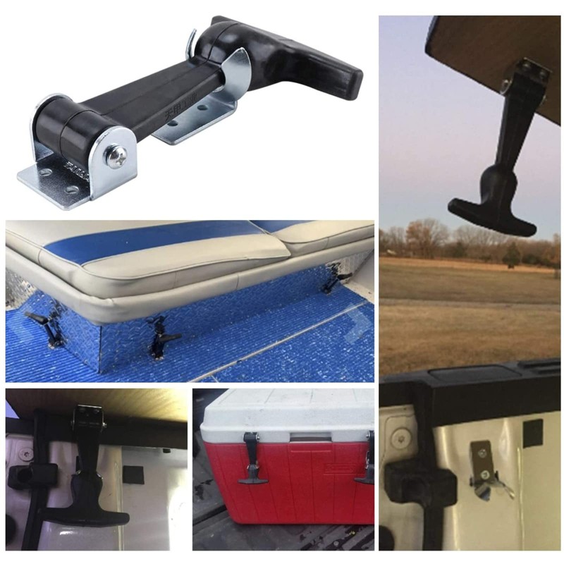 2 Pcs Elastic Stainless Steel Rubber Hood Catch Flexible T-Handle