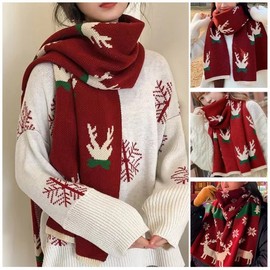 New Arrival Christmas Neck Warmer White Cashmere-like Elk LF1076 Free Size/Elk Red+ 2ea