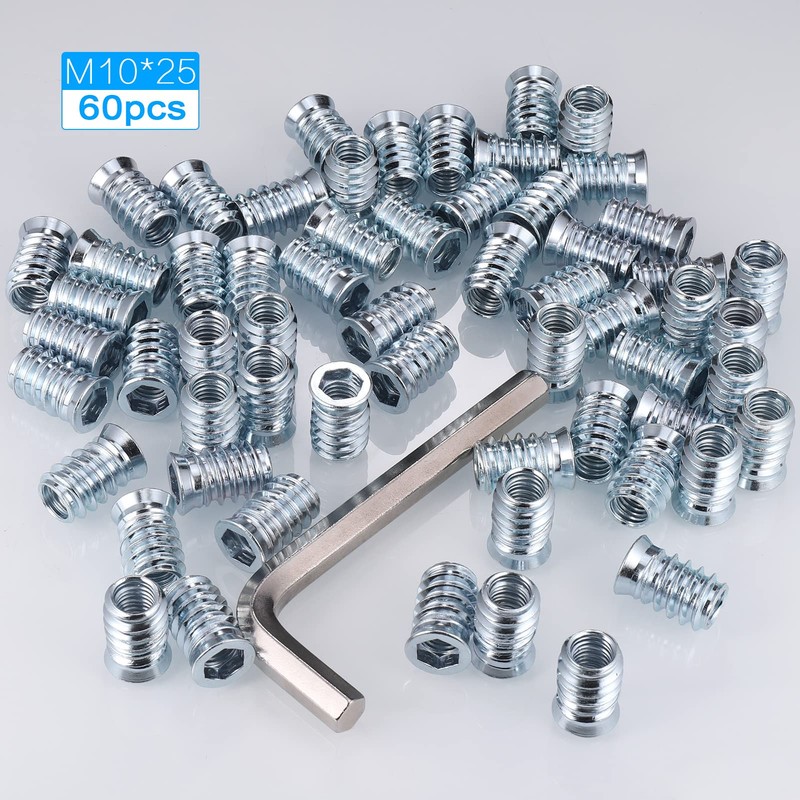 Zocipro Pack of 60 wooden screw-in nuts, M10 x 25,