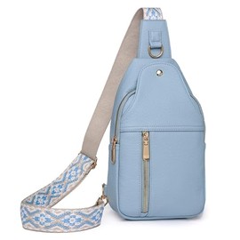 GOIACII Cossbody Bag for Women Anti Theft Travel Purse Sling Fanny Packs Leather Baby Blue