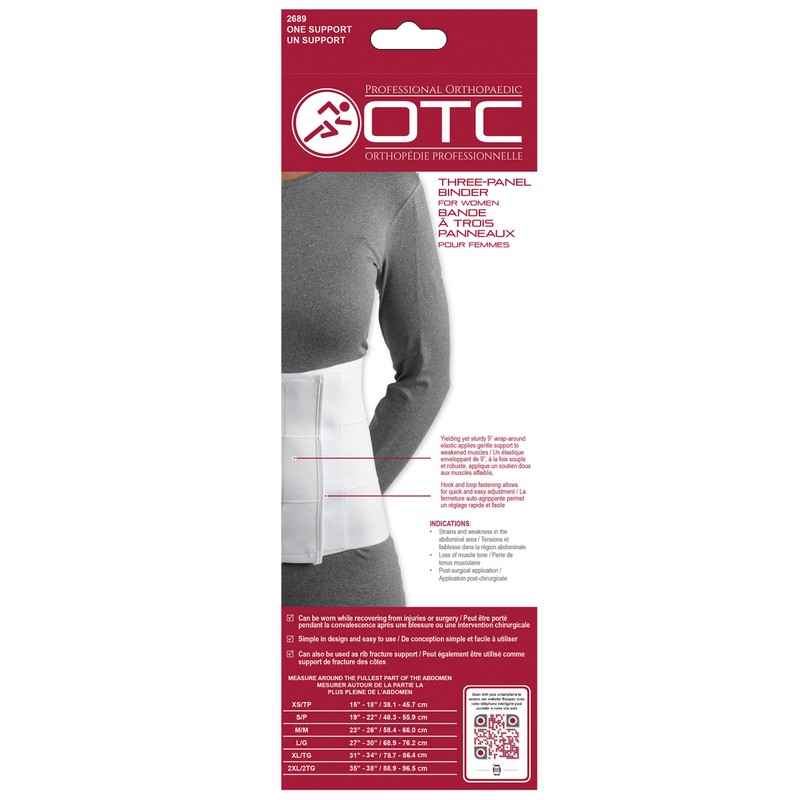 OTC Abdominal Binder for Women, Three-Panel Body, 9-Inch Elastic