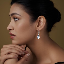 LeCalla 925 Sterling Silver Dangle Drop Earrings | Infinity Curve Earrings for Women 40 MM