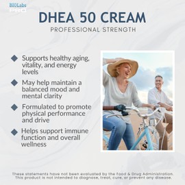 BIOLABS PRO Dhea Cream - Bioidentical Natural Dhea for Women Or Men - 50mg Per Dose - Three Month Supply - Luxury Bottle - 3.6oz