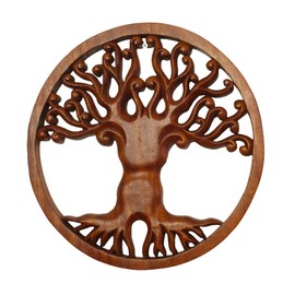 Oriental Galerie Wall Picture Tree of Life Mandala 30 cm Sign Relief Wooden Picture Round Tree of Life Symbol Wall Decoration Soar Wood No. 1