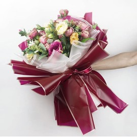 XICHEN 20 Sheets Pure color Waterproof gold edge Flower Wrapping Paper,Florist Bouquet Supplies,DIY Crafts,Gift Packaging or Gift Box Packaging, 22.8x22.8Inch(Red wine)