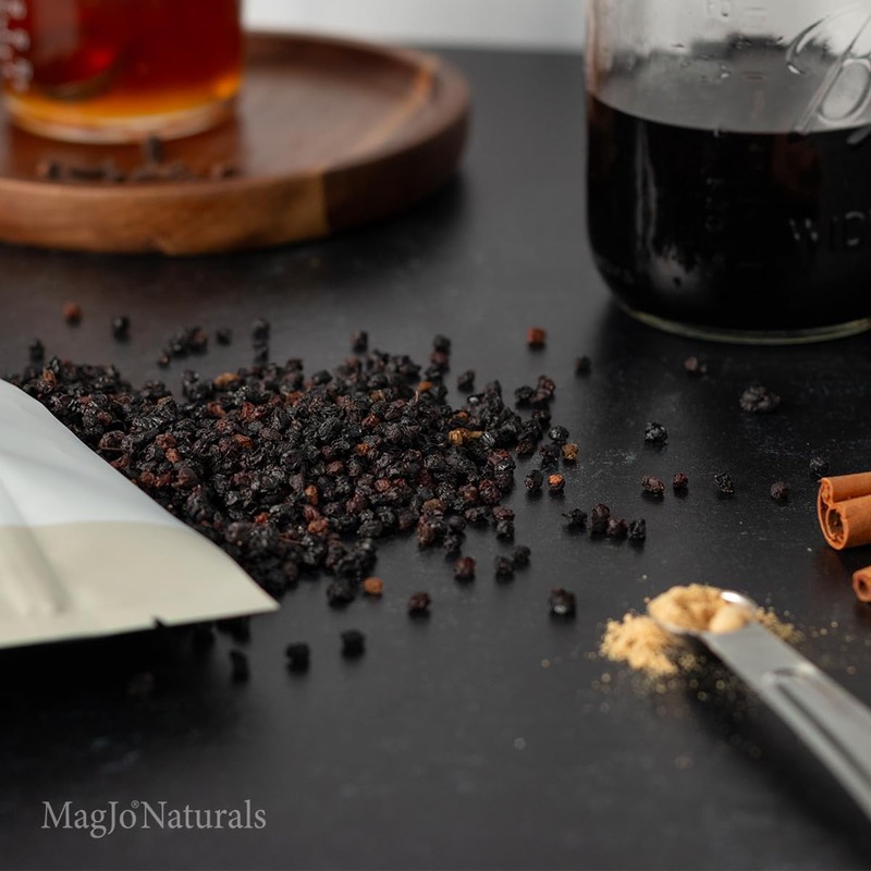 MagJo Dried Elderberries - 100% Wild crafted Dried Elder berries