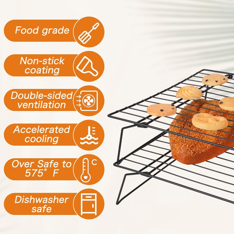 4 Pcs Stackable Cooling Racks, Heavy Duty Iron Wire Baking