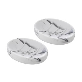 INIUNIK 2 Pack Resin Soap Dish, Marble Look Soap Holder Shower Soap Dishes for Bar Soap, Bar Soap Holder Soap Tray Soap Saver for Shower Bathroom Kitchen Sink