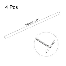 sourcing map 304 Stainless Steel Capillary Tube, OD 0.7mm x 0.1mm Wall Thick 300mm Length Metal Tubing for Industry Machinery, 4Pcs